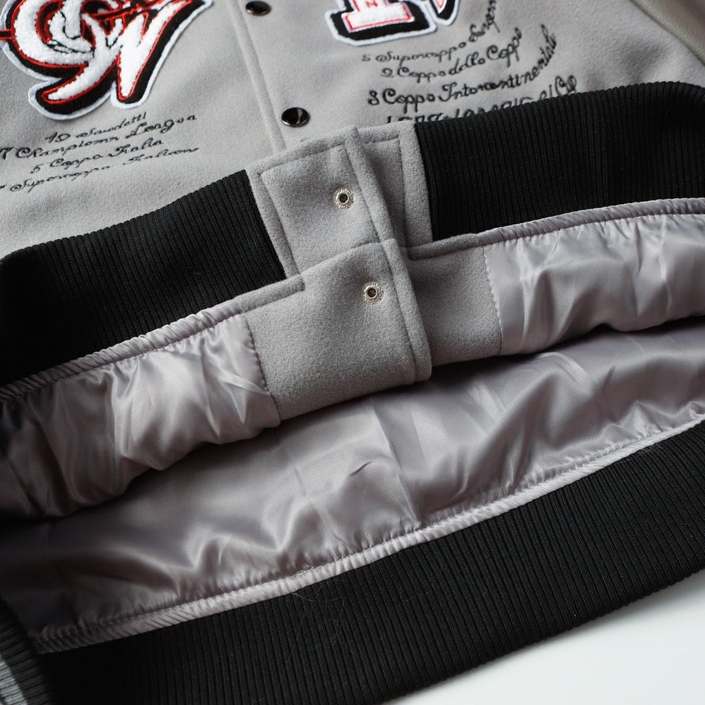 OFF WHITE Embroidered rhinestone filled down cotton jacket baseball uniform