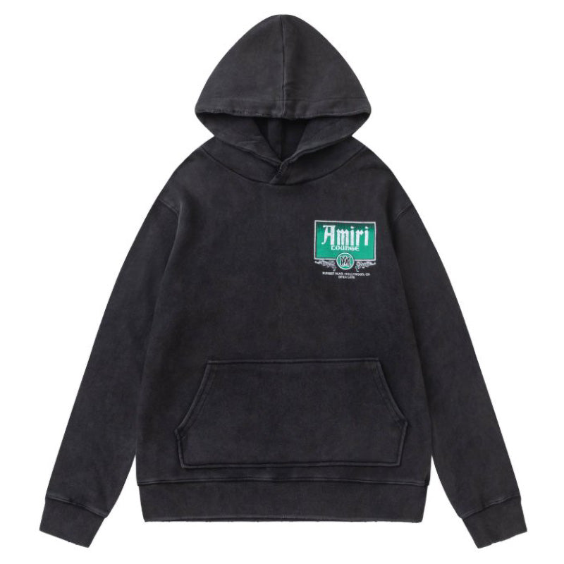 AMIRl Lounge Crystal Embellished Cotton Graphic Hoodie