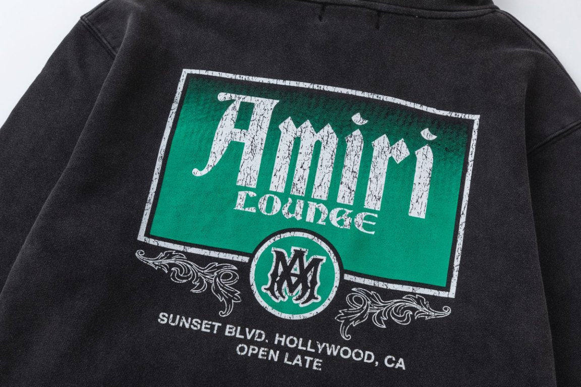 AMIRl Lounge Crystal Embellished Cotton Graphic Hoodie