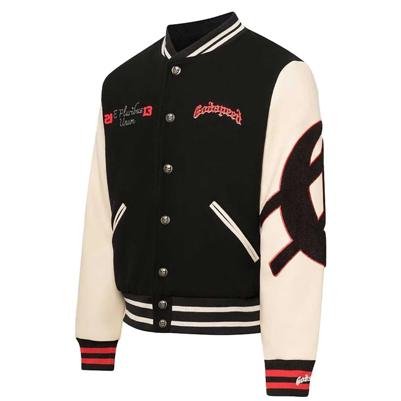Godspeed Mankind Vs Ai Varsity Jacket Black/red