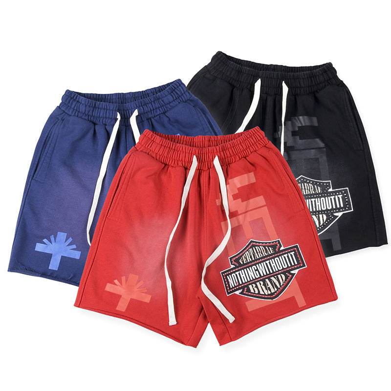 Vertabrae Letter Print Casual Five-Point Shorts