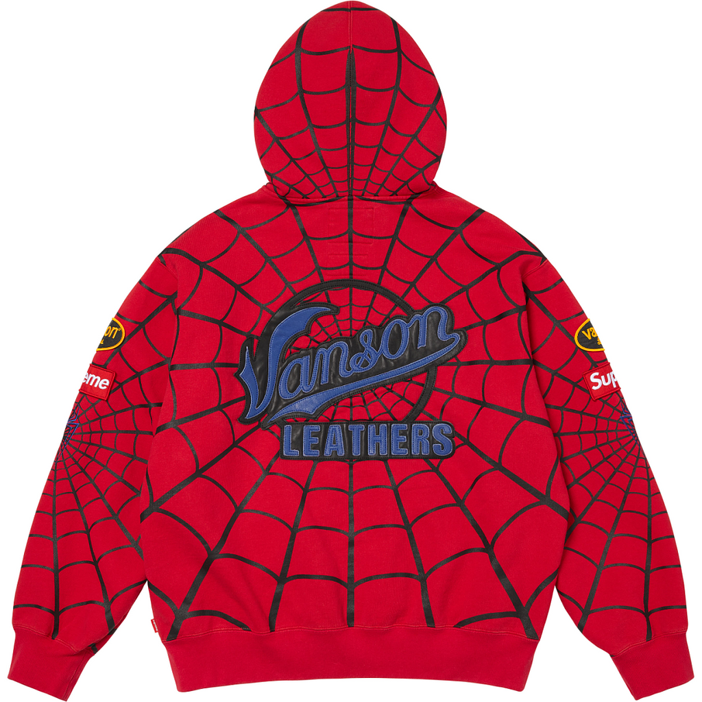 Supreme Vs Leathers Spider-Man Zip Up Hooded Sweatshirt
