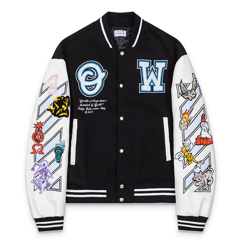 OFF WHITE Logic Patch varsity jacket