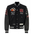 AMIRI Appliquéd Embroidered Wool-Blend Twill and Leather Varsity Jacket