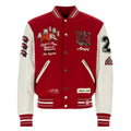AMIRI Appliquéd Embroidered Wool-Blend Twill and Leather Varsity Jacket